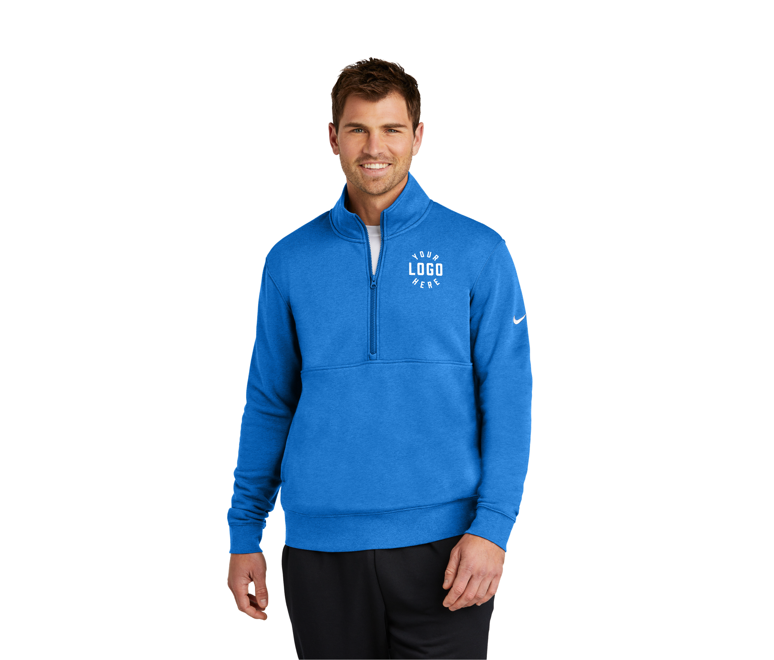 ❄N&Q❄ Nike Club Fleece Sleeve Swoosh 1/2-Zip — Mercury Screen Printing